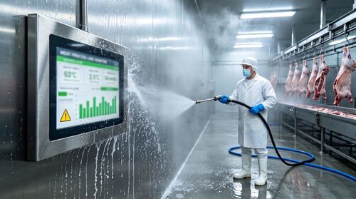 โซลูชันบริษัทล่าสุดเกี่ยวกับ 316 Stainless Steel All-in-One PC: The Hygienic Choice for Meat Processing
